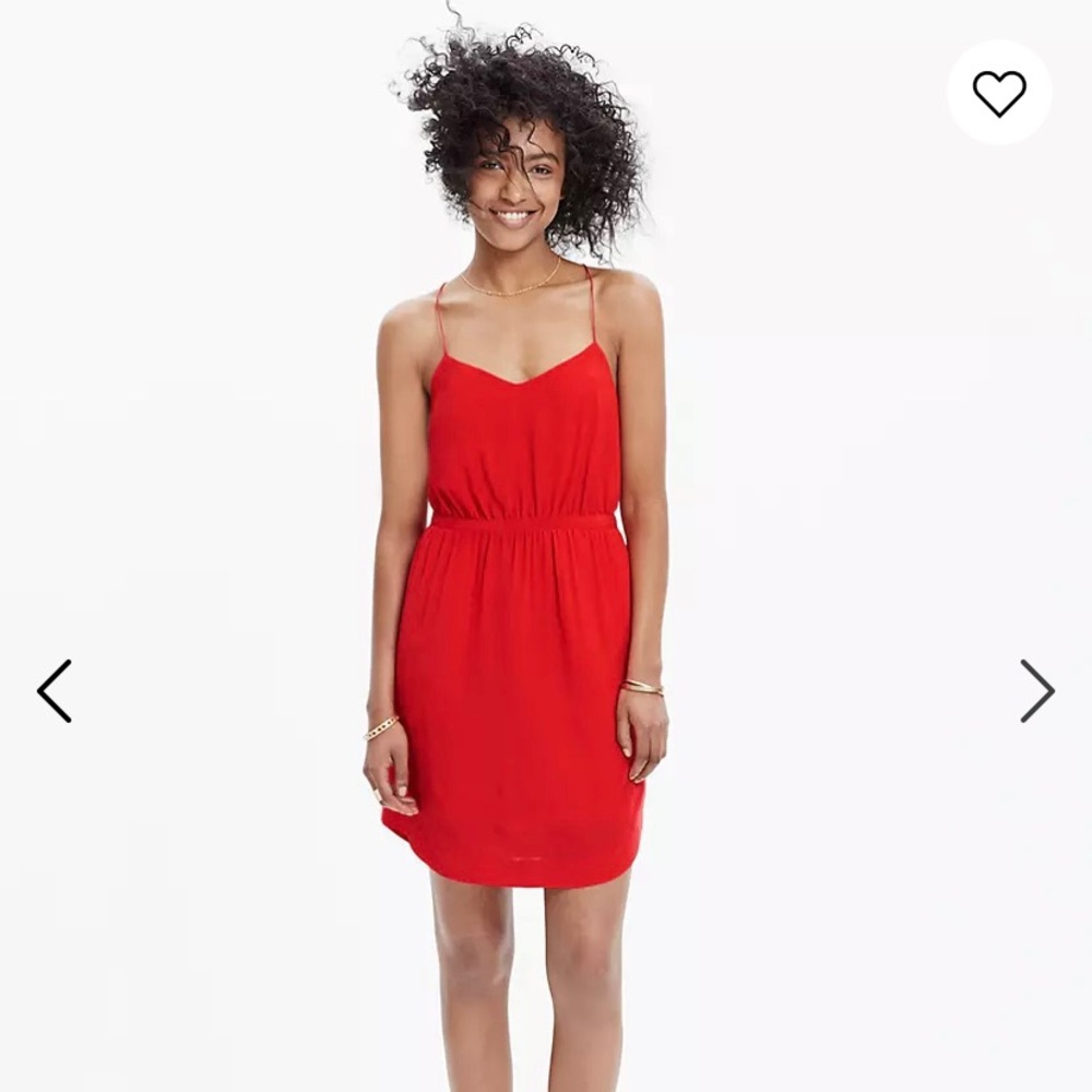 Madewell Red Starview Silk Cami Dress